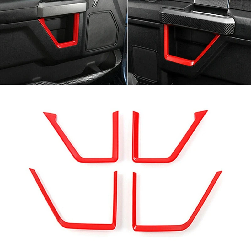 

4Pcs Car Red Interior Inner Door Frame Cover Trim for Ford F150 2015-2019