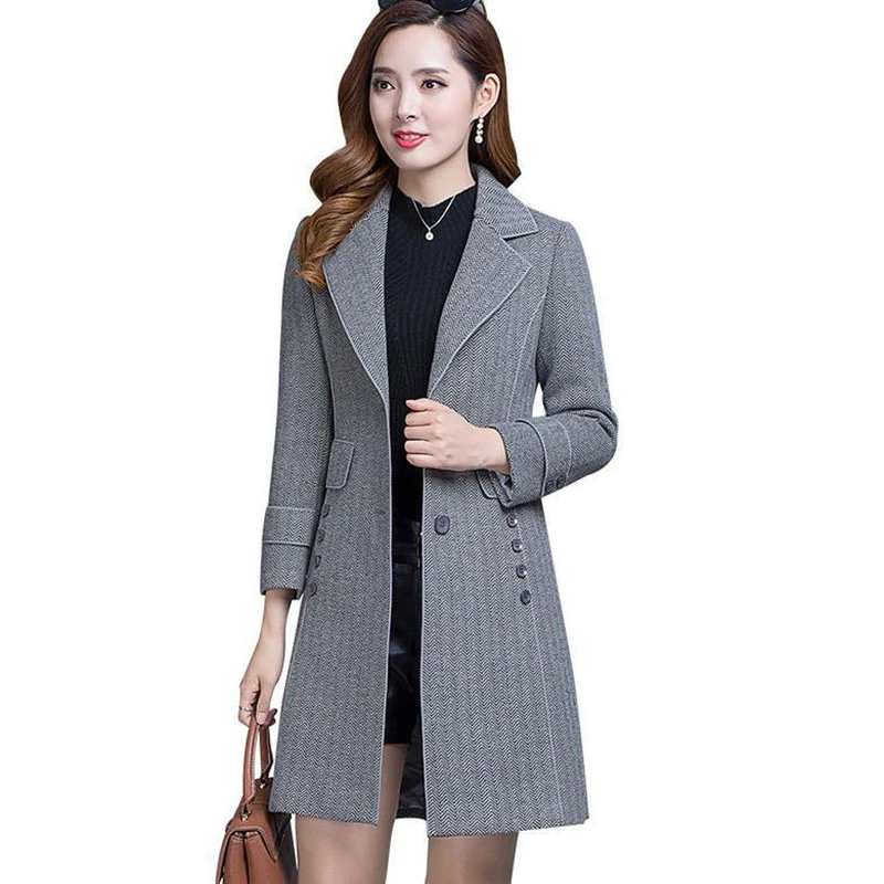 

2021 Autumn Winter Fashion Women Thicken Padded Woolen Coat Slim Add Cotton Warm Jacket