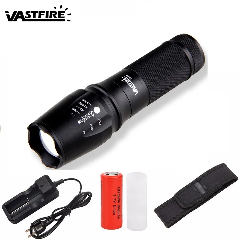 1000 люмен масштабируемый светодиодный фонафонарь XM L T6 2x26650 5000 мА/ч|flashlight torch|t6 ledxm-l