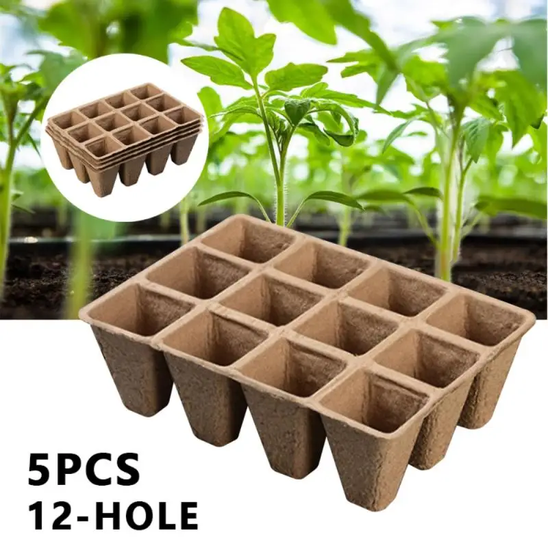 

5pcs 12-Hole Starters Seedling Herb Seed Nursery Tray Biodegradable Eco-Friendly Home Cultivation Seedling Tray Garden Planter