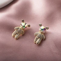 fashion original mini animation bear earrings 14k gold plated earrings for childrens students jewelry girl party gifts