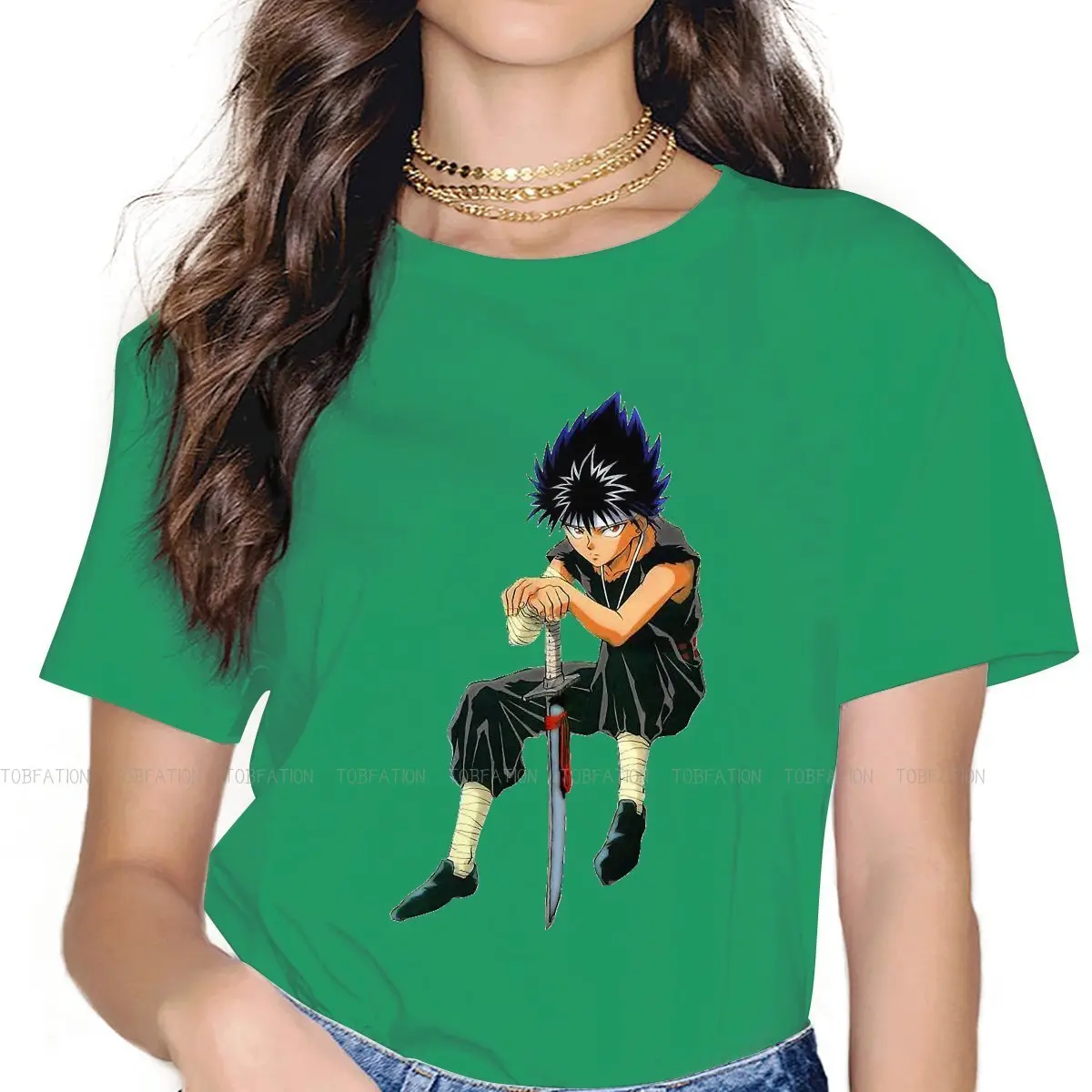 

Yu Yu Hakusho Yusuke Kuwabara Kurama Botan TShirt for Woman Girl Hiei Cool Humor Summer Tee T Shirt High Quality Loose