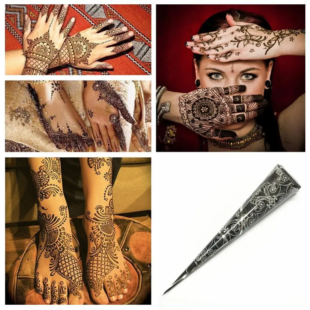 

1Pcs Indian Henna Tattoo Paste Cone Body Paint Temporary Paint Sticker Body Mehndi body Mehndi Tattoo Henna art K5L8