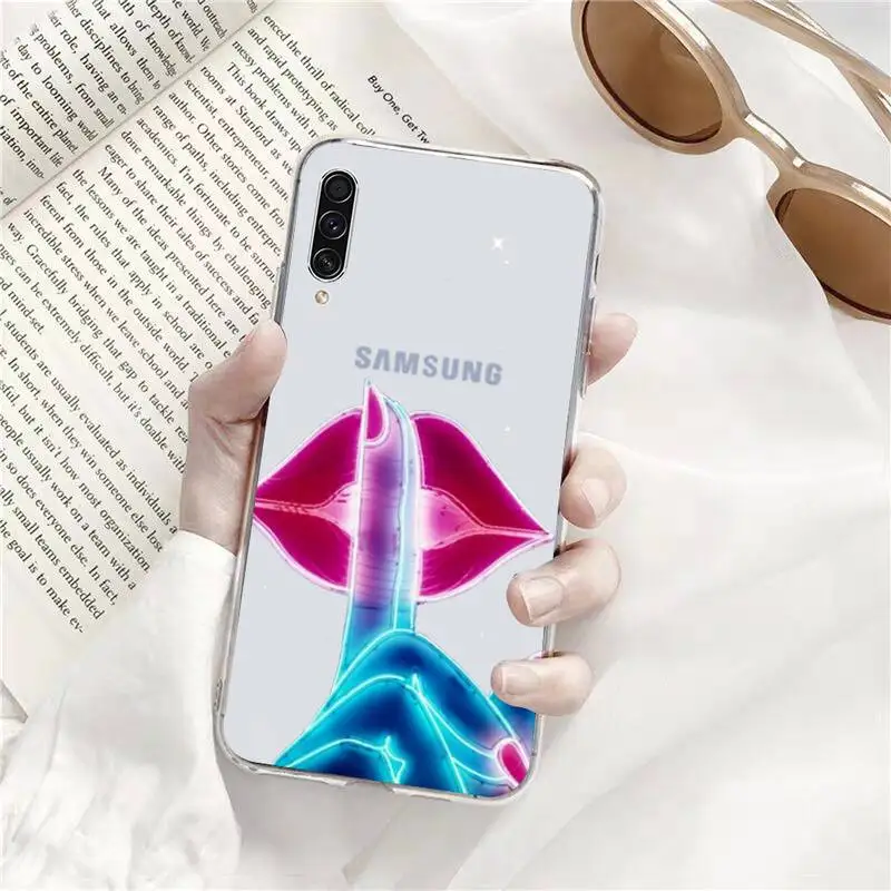 

Sexy lady Pink Red lips Phone Case Transparent for Samsung A71 S9 10 20 HUAWEI p30 40 honor 10i 8x xiaomi note 8 Pro 10t 11