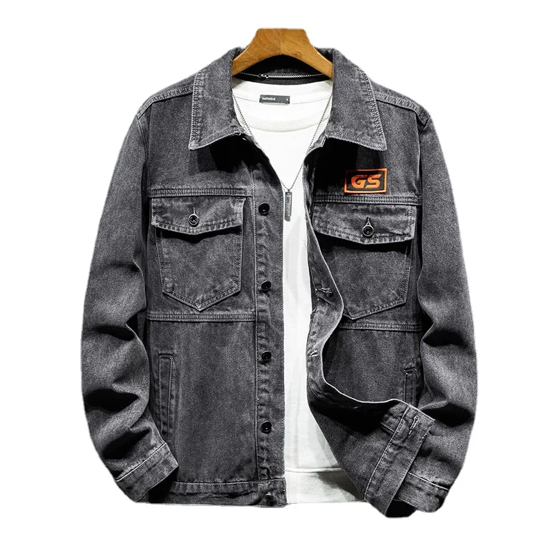 

Embroidery printed denim jacket men's autumn 2021 retro tide brand jacket trend casual men's tooling jacket/Denim jacket