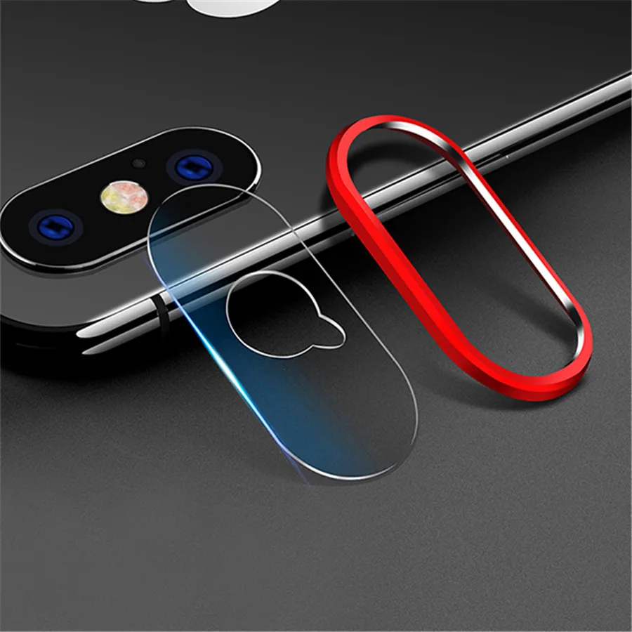 Для iPhone 11 Pro Max защита для камеры объектив из закаленного стекла+ металлический задний чехол для объектива для iPhone XS Max X 8 7 Plus стеклянный чехол - Цвет: Red