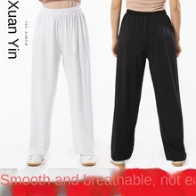 Tai ji calças femininas outono e inverno calças de prática dos homens bloomers soltos calças de treinamento de artes marciais tai ji terno roupas (2)