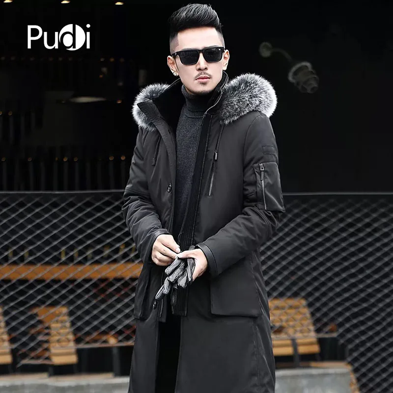 PUDI MT8121 Мужская Новая модная шерстяная Меховая куртка модная осенне-зимняя повседневная верхняя одежда с лисьим воротником