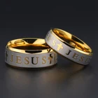 Кольцо из нержавеющей стали, черного цвета, кольцо, Крест Иисуса, буква Библия молитва, для мужчин, амулет 8 мм, ювелирные изделия