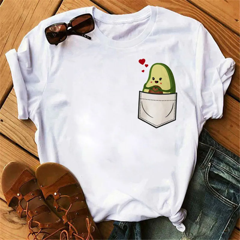 

Hipster Avocado Shirt Vegan T Shirt Women Harajuku Kawaii Short Sleeve T-shirt Vogue 90s Korean Style Tshirt Fashion women Top