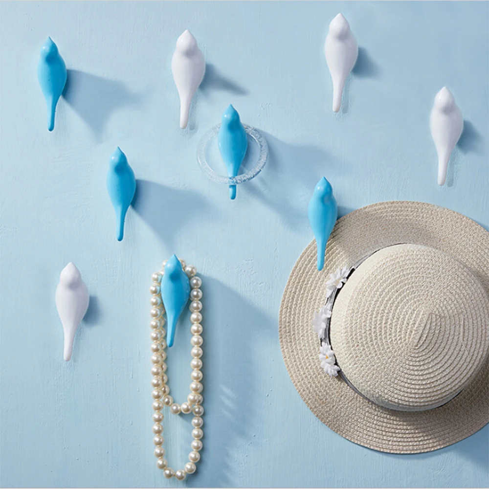 2 шт. креативные крючки с птицами из смолы для спальни двери животные пальто шляпа