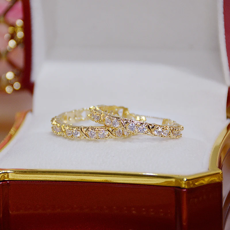 

Luxury Anti-allergy Shining Zirconia Circle Earring for Women Cubic Zircon Feminia Gorgeous Ear Ring Bella Bijoux Pendant Gift