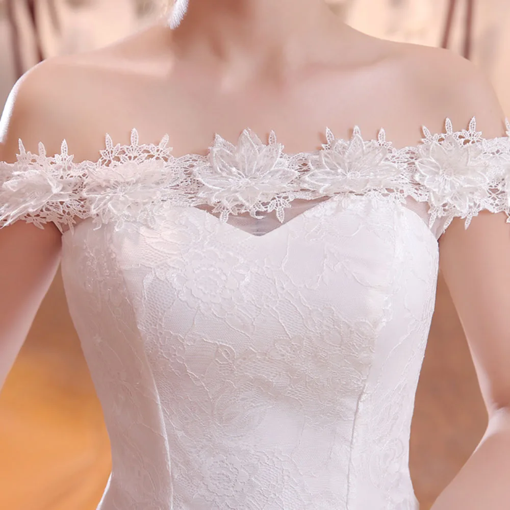 HS Kellio Lace Mermaid Wedding Dress Off Shoulder Bridal Dresses With Court Train Flowers Trimming | Свадьбы и торжества
