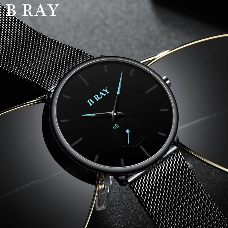 B RAY модные мужские часы Топ бренд Роскошные Кварцевые повседневные тонкие