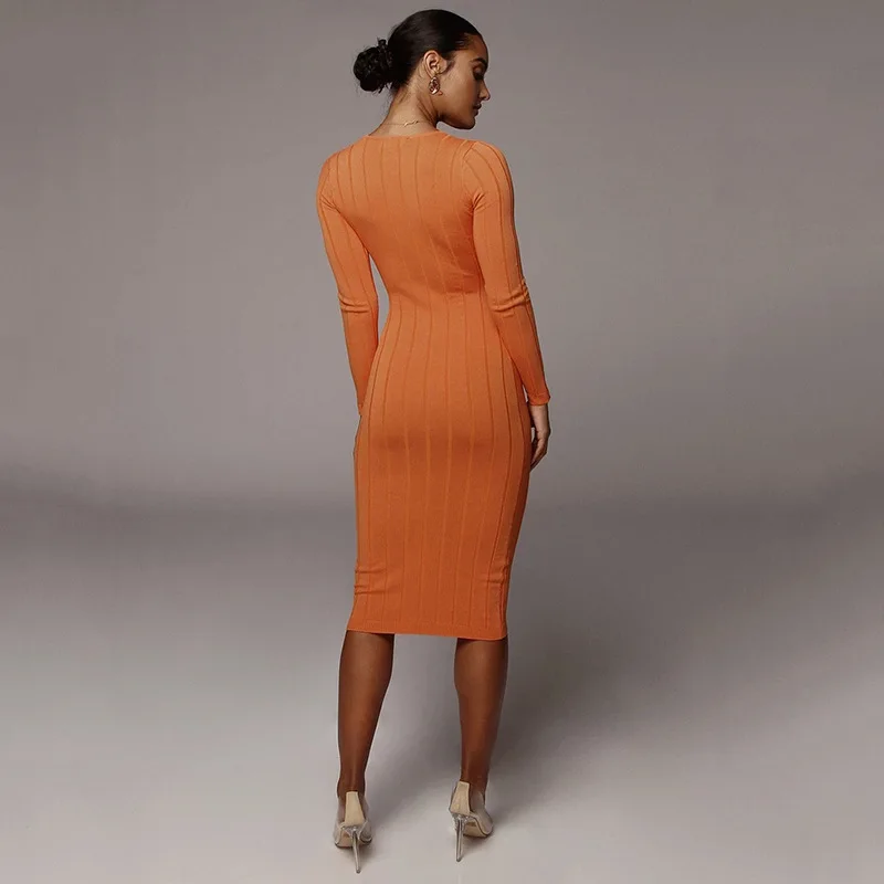 Платье Женское Повседневное Вязанное Белое С Длинным Рукавом Весна-Осень Черное