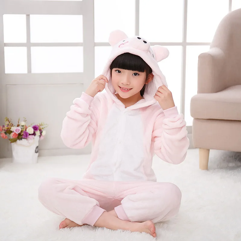 

Kigurumi Costume Pig Kids Cosplay Onesie Lovely Warm Boy Girl Anime Animal Party Disguise Hooded