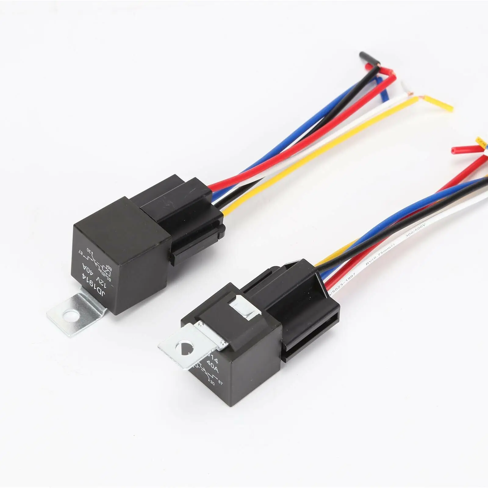 5Pcs 12V 40 Amp 4 Pin 5 with Wires Car SPDT Automotive Relay DC W/ Harness Socket JD1912 JD1914 Replacement Kit | Автомобили и