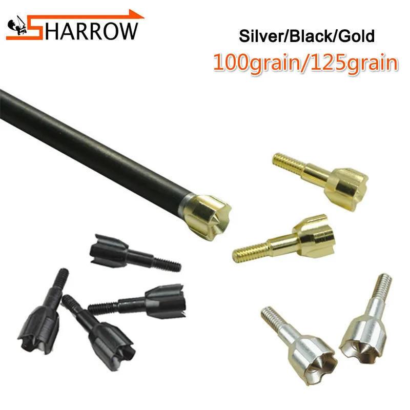 

12/24 шт. Arcehry 100/125 Зернистость 3 цвета Твердые стрелы насадки для стрельбы охотничьи спортивные аксессуары
