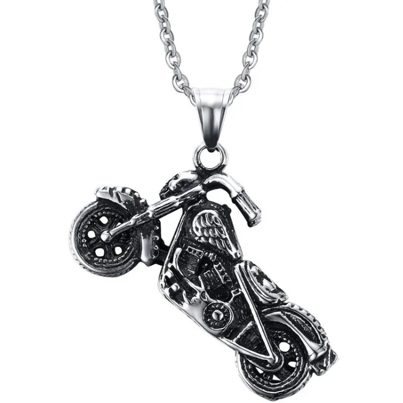 

European And American Original Domineering Punk Style Titanium Steel Cast Motorcycle Pendant Boys Necklace Men