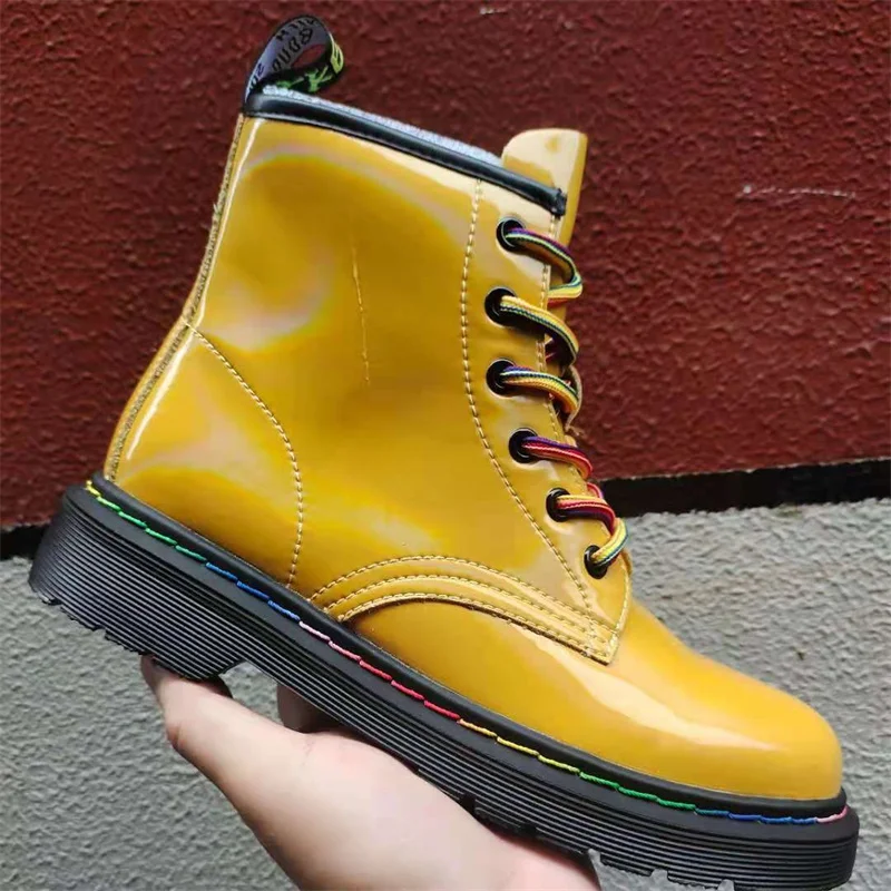 

Winter Women's PU Thick-soled Casual Warm Ankle Boots Gothic Gladiator Motorcycle Boots Designer Middle Heel Chelsea Snow Boots