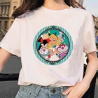 Женские летние футболки Harajuku с принтом Алисы в стране чудес, повседневные короткие футболки с круглым вырезом, Прямая поставка