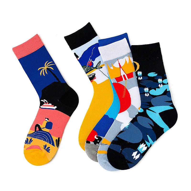 

2021 autumn and winter new trend cotton comfortable couple socks Harajuku style personalized printing women's socks
