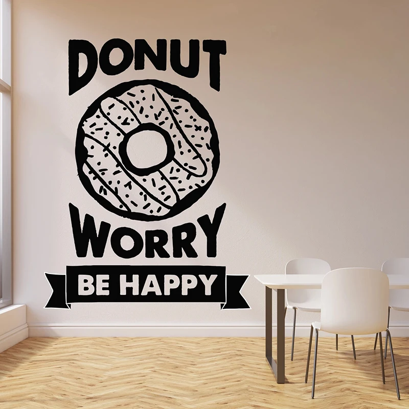 Наклейка на стену в виде пончика с надписью Be Happy десерт кондитерские изделия