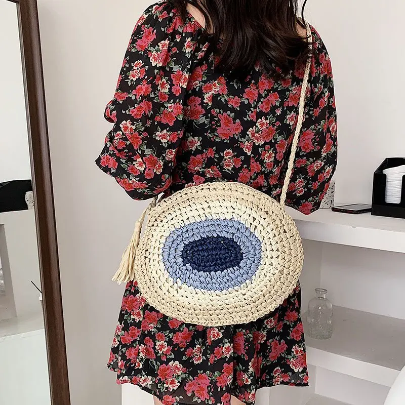 

High Quality Solid Color Shoulder Bags for Women 2021 New Woven Bag Casual Crossbody Bag Basket Vintage Straw Bag Sac Epaule