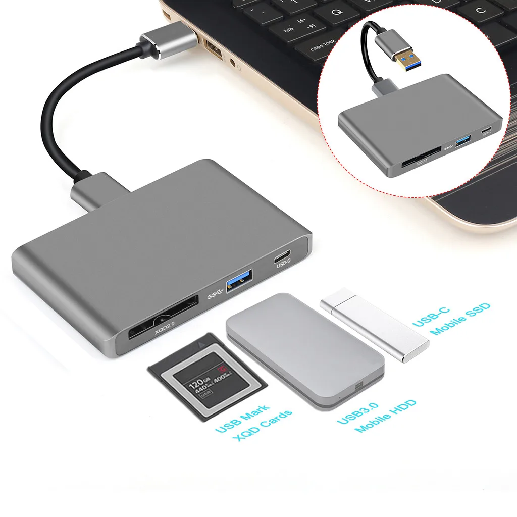 USB 3 0 концентратор Тип с разъемами типа C и 4K X 2K HDMI/DVI зарядка через кард ридер