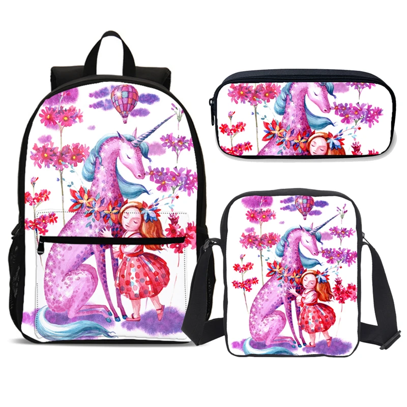 Школьный ранец для девочек-подростков школьный рюкзак с мультяшным принтом