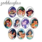 Диснеевские принцессы жасмин для девочек, 10 шт., 13x12 мм18x25 мм30x40 мм, овальные, стеклянные, кабошоны, плоская задняя часть браслетов, фурнитура для изготовления