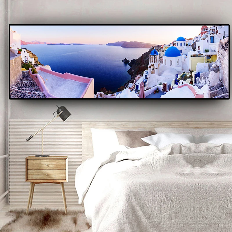 Санторини естественный ландшафт Эгейского моря Абстрактная Картина на холсте