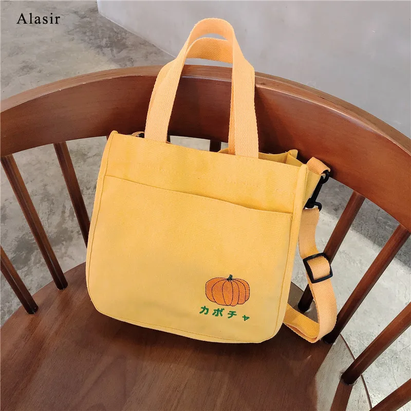 Alasir Fruit Embroidery Ladies Hand Bags Canvas Totes Cross Body Japanese Letter Cute Lady Shoulder Bag | Багаж и сумки