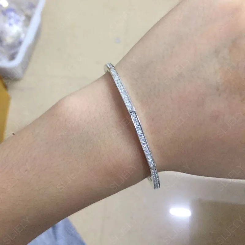 Женский Восьмиугольный браслет из серебра 925 пробы с фианитом | Украшения и