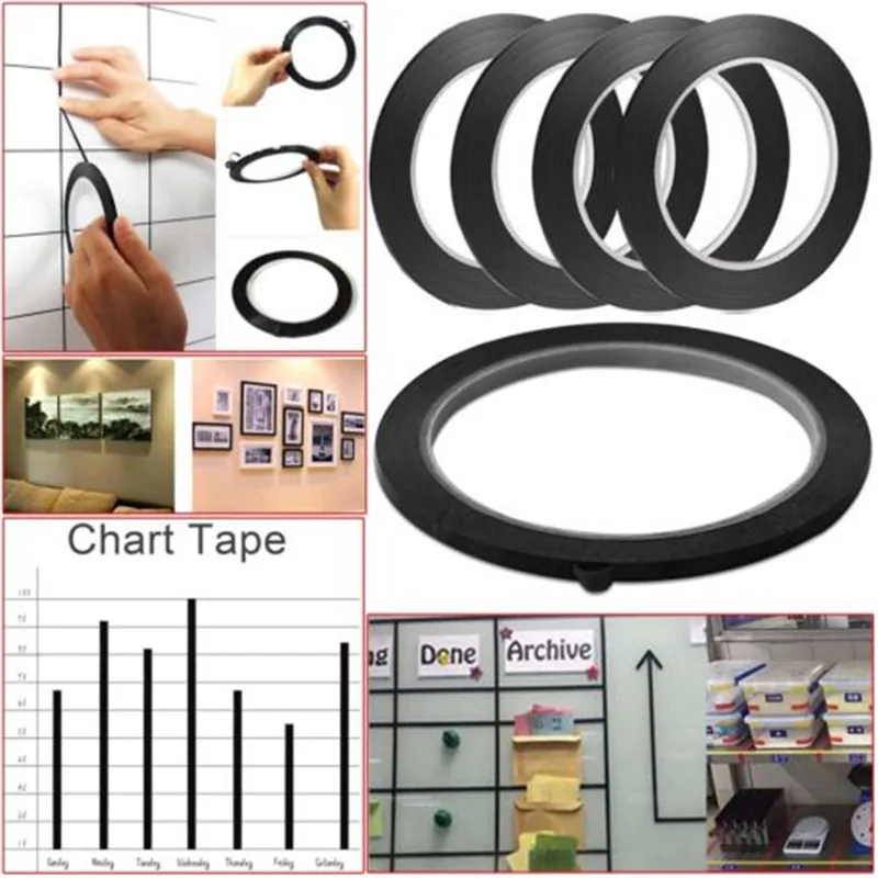 

5 шт. 3 мм Длина 66 м белая лента настольная Корректирующая лента маркировочная лента белая доска цветная дискриминирующая сетка для рисовани...