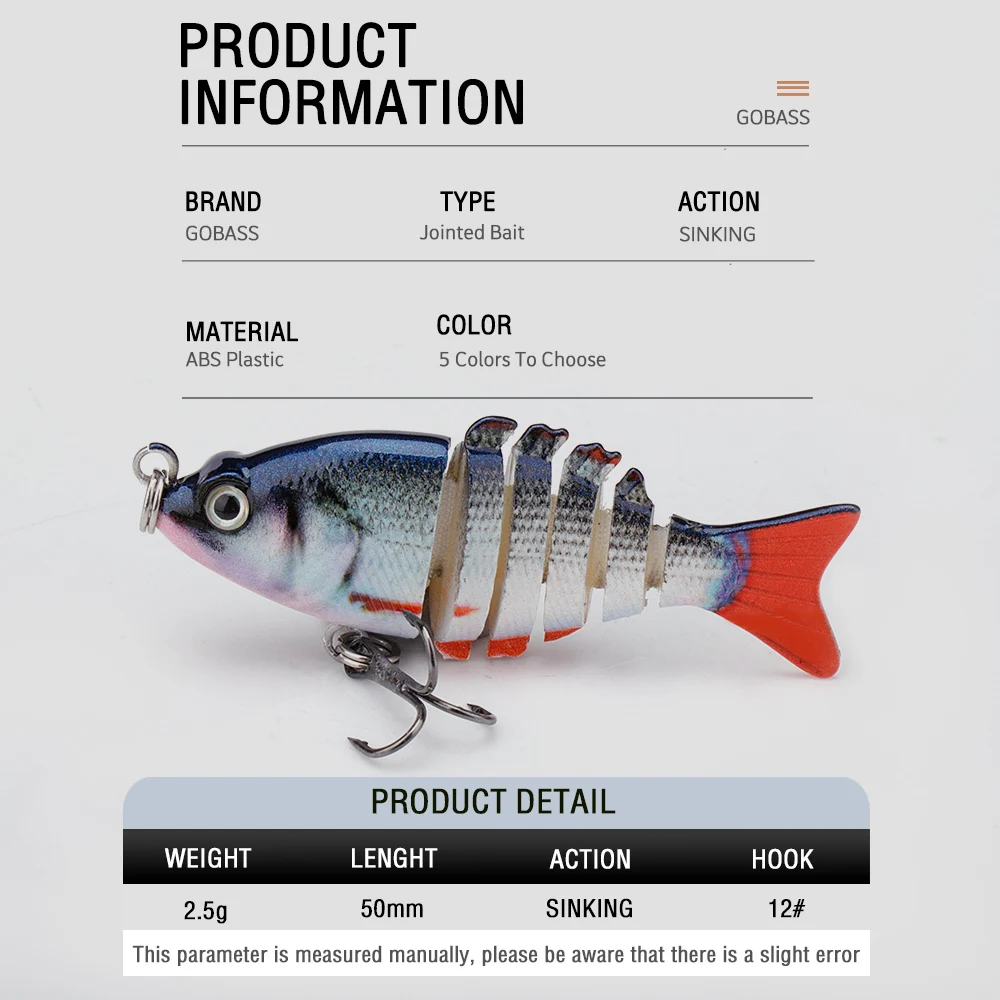 GOBASS мини кренкбейты Воблер для приманок на щуку рыболовные шарнирные 5 см 2 г