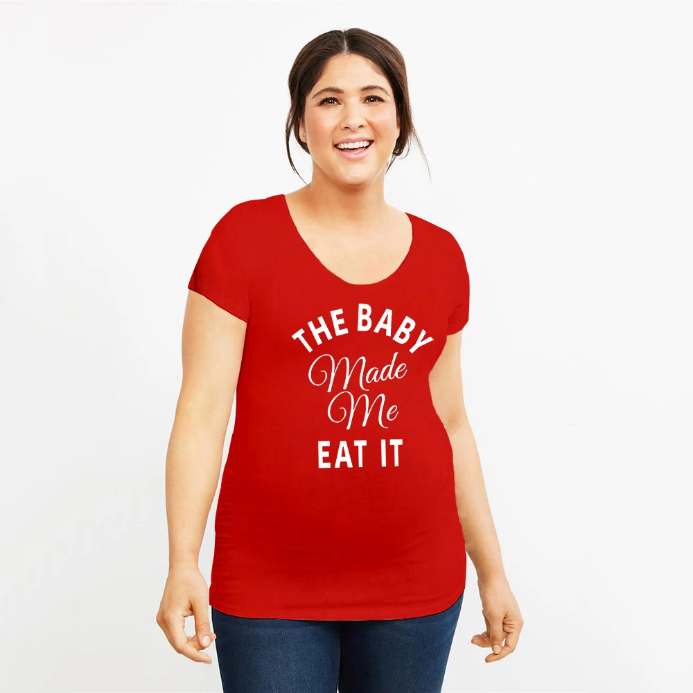 

The Baby Made Me Eat It Maternity Clothes Pregnant Women Funny Print T-shirt Pregnancy Clothes Women Maternity Casual Tops