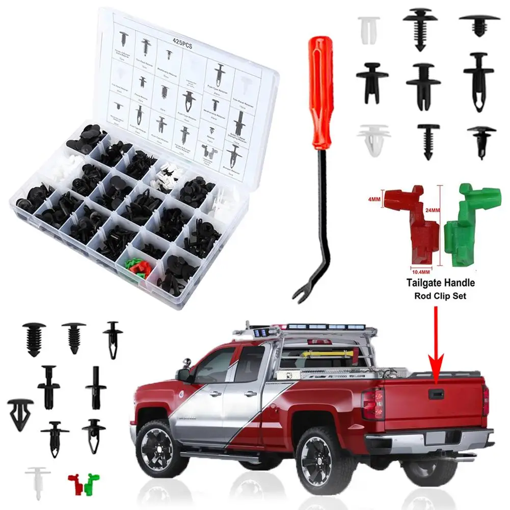 

425Pcs Car Fender Bumper Retainers Fasteners Clips Plastic Rivets Trim Assortment Kit Screws Panel Fastener Car Body Interior