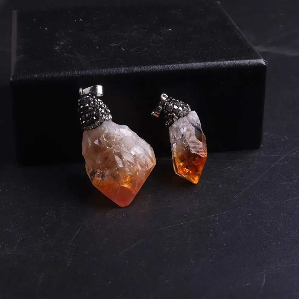 12 шт. модные ювелирные изделия Стразы Подвеска из натурального камня желтое