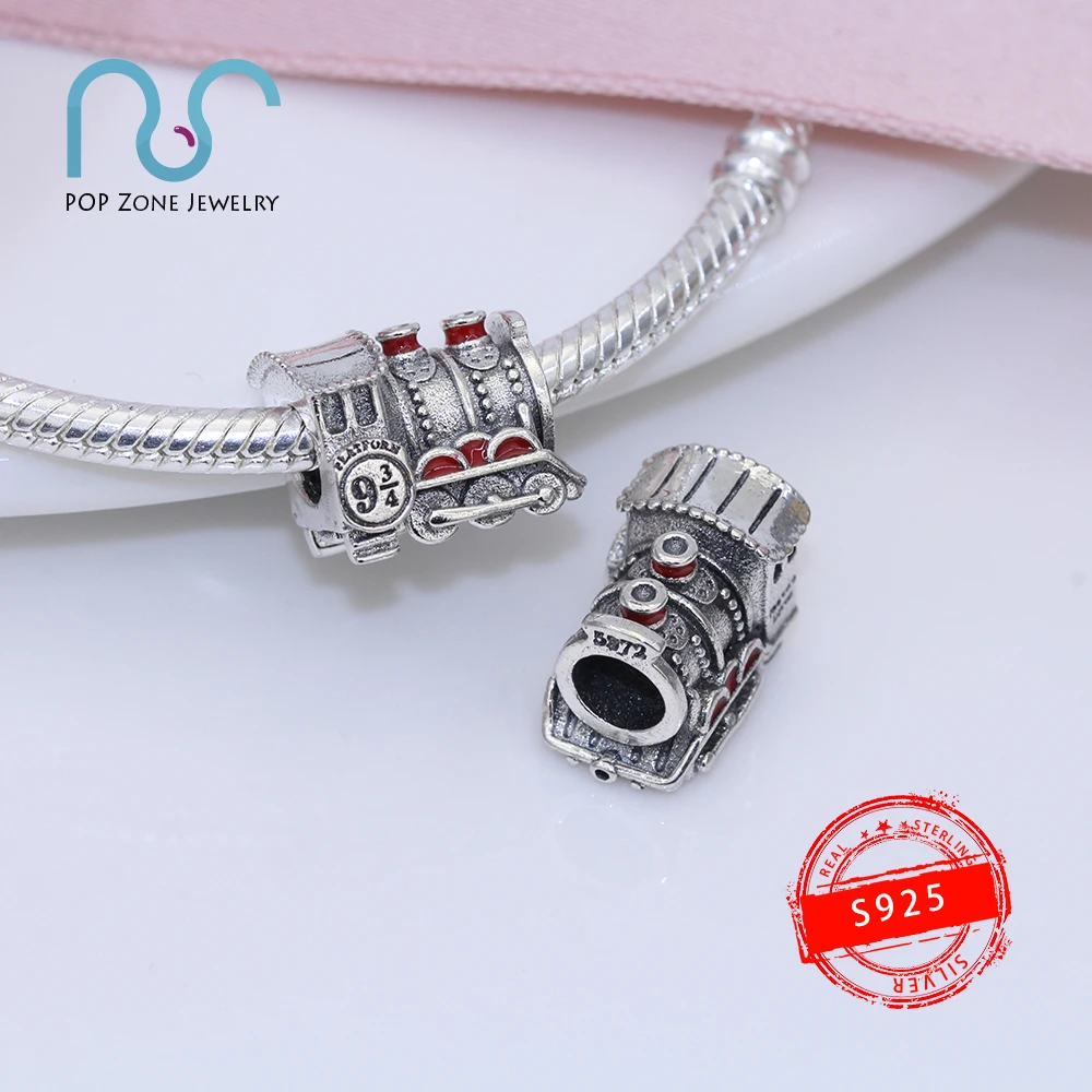 

Fit Original Pandora Charm Bracelets Hogwarts Express Train Charm Travel Fashion 925 Sterling Silver Fine Beads DIY New Jewelry