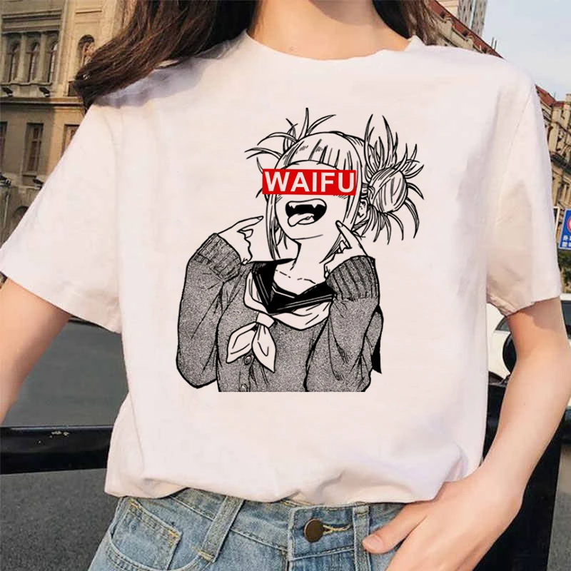 Японский аниме Ahegao футболка Женская Harajuku Boku No Hero Academy футболка Senpai смешная футболка Himiko Toga футболки женские