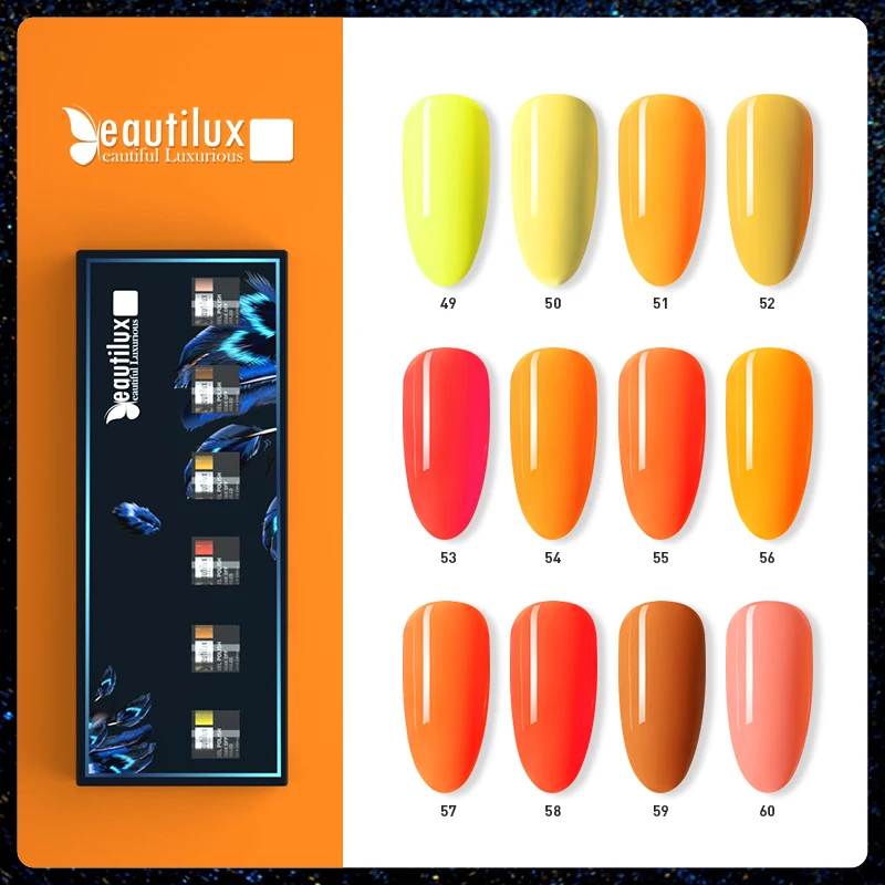 

Beautilux Nail Gel Polish Kit Summer Yellow Orange Color Collection Neon Nails Art Gels Varnish Set UV LED Lacquer Lot 10mlx6pcs