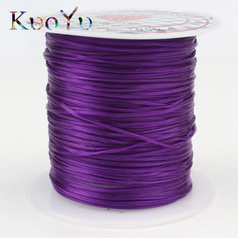Purple 10 м/рулон 0,8 мм многоцветный сильный эластичный бисер проволочная нить Прозрачная веревка для самостоятельного изготовления ювелирных изделий Браслеты - Цвет: Purple