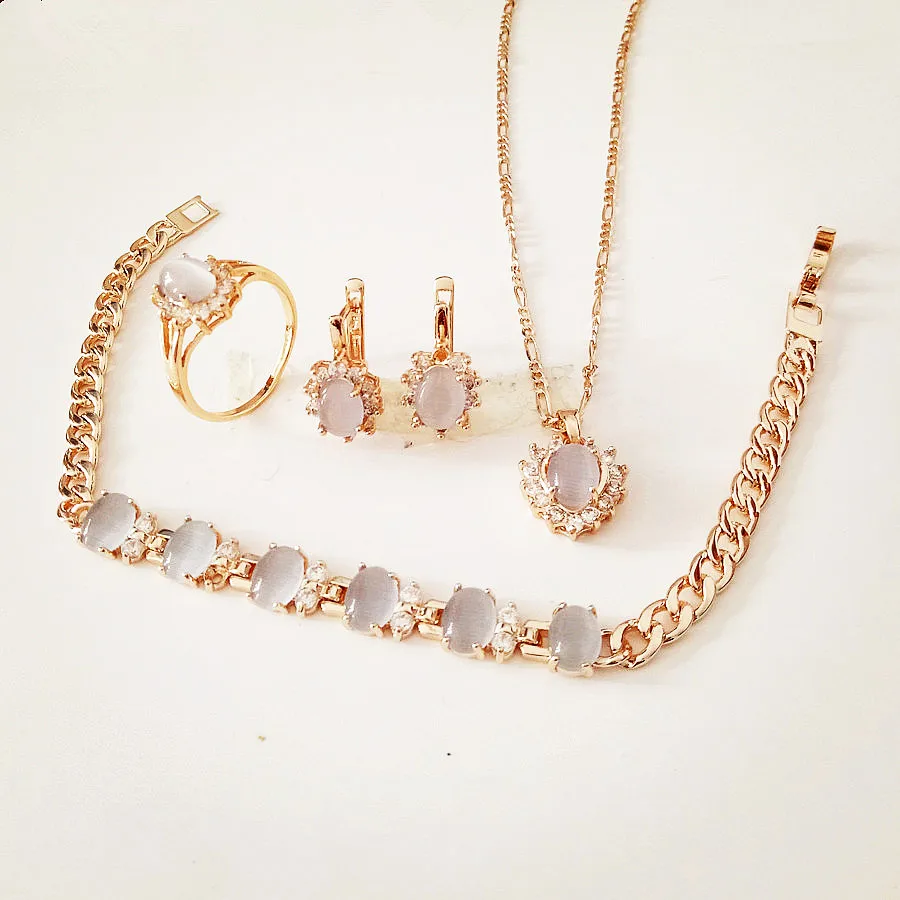 Роскошные женские свадебные ювелирные наборы сердце Форма дизайн розовое 585