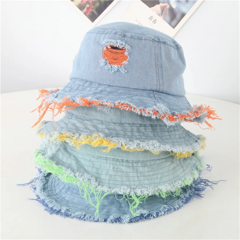 Складная джинсовая Панама для детей детские джинсы девочек солнцезащитная Кепка