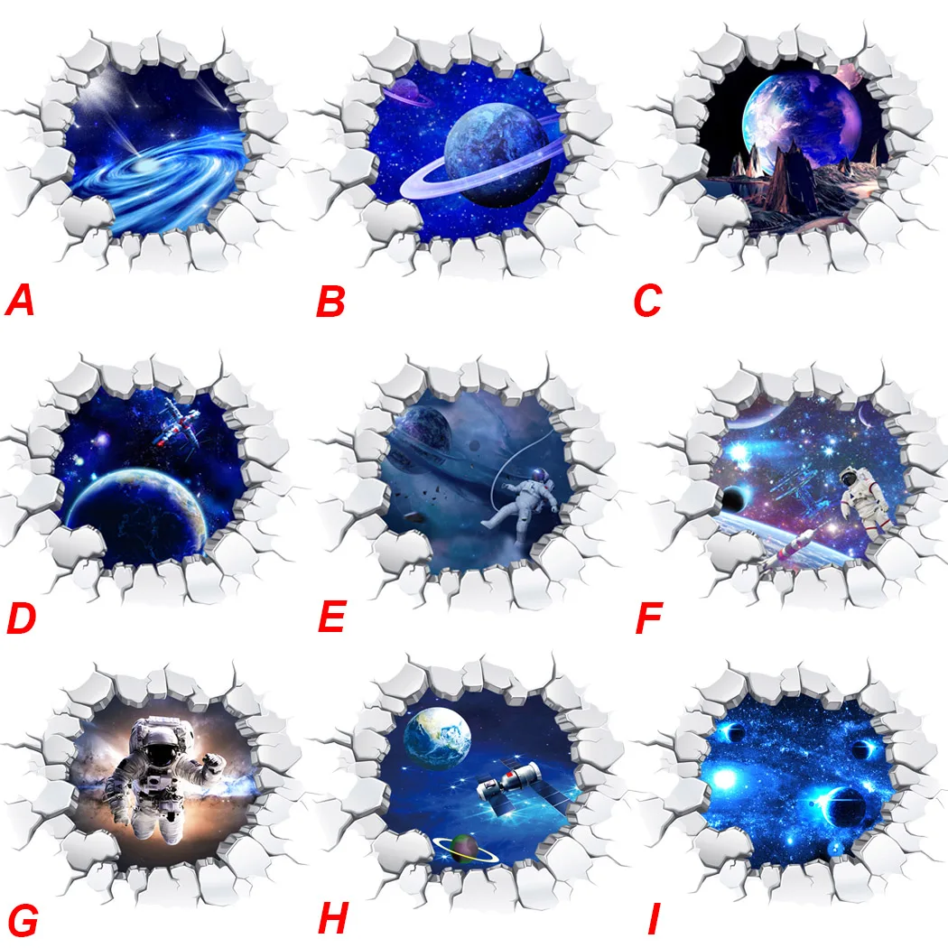 3D наклейки на стену в виде Галактики космоса астронавта наклейка для детской