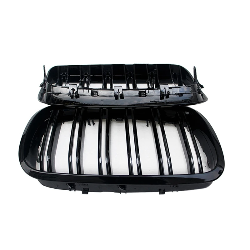 

Glossy Black Front Bumper Kidney Grille Double Slat Front Mesh Grill For-BMW X5 X6 E70 E71 2007-2013