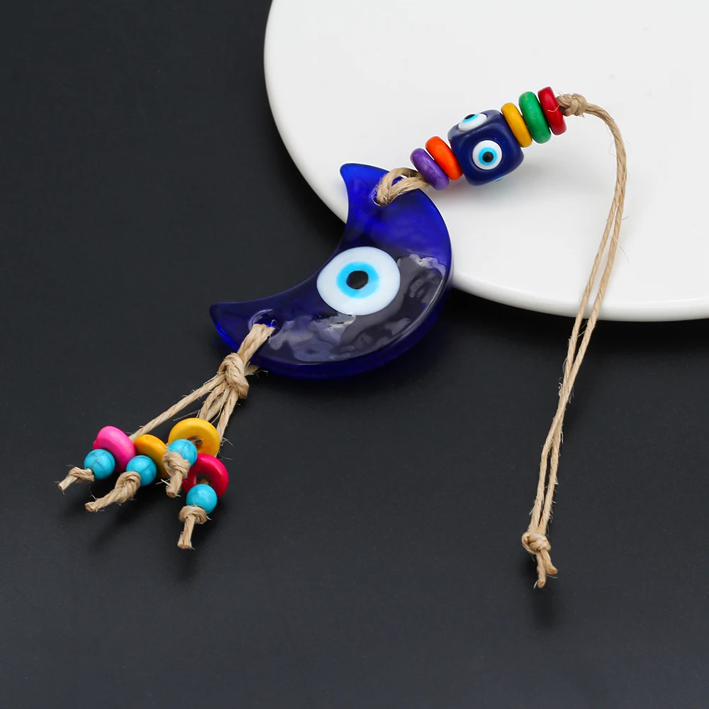 Lucky Eye Moon Evil Eye Charm брелок с кистями Веревка Цепь автомобильный брелок держатель настенный висячие украшения для женщин мужчин EY6534