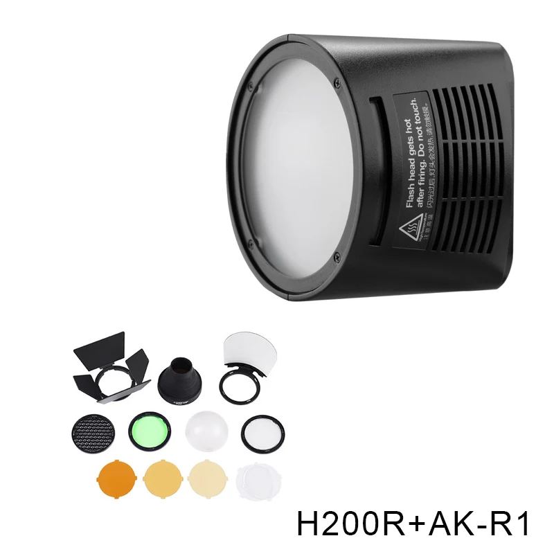 H200R ad AK-R1 Godox AD200 V1 PRO Glash аксессуар WITSTRO H200R круглая головка вспышки и EC-200 Удлиняющая головка AK-R1 отражатель цветовой температуры - Цвет: H200R ad AK-R1