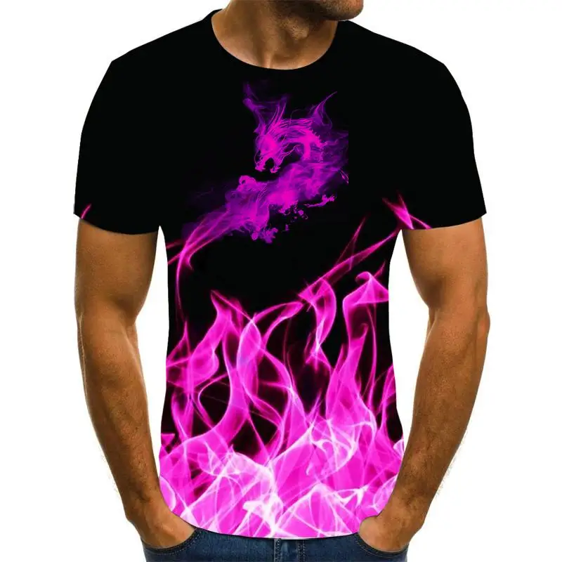 

New men's flame dragon printing 3D T-Shirt Top loose domineering 3D T-Shirt Top short sleeve casual men's T-shirt free delivery